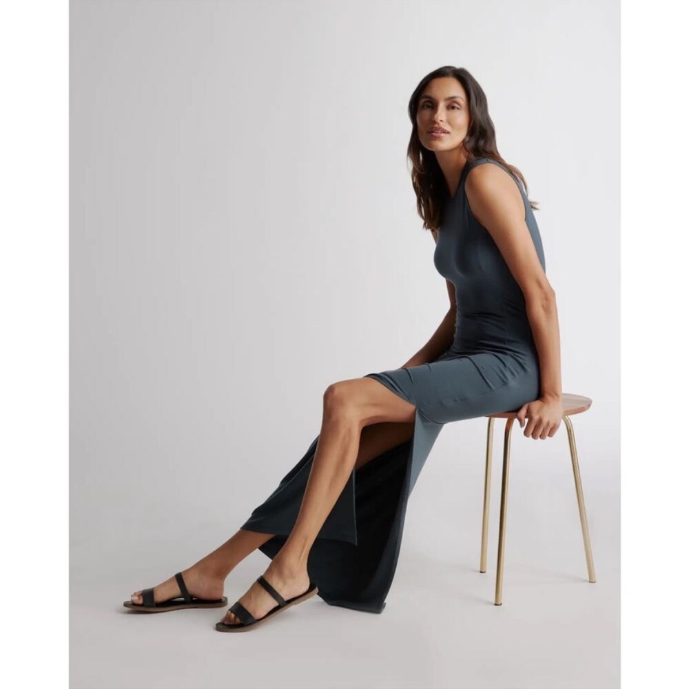 Quince Women's Midi Dress in Slate Blue